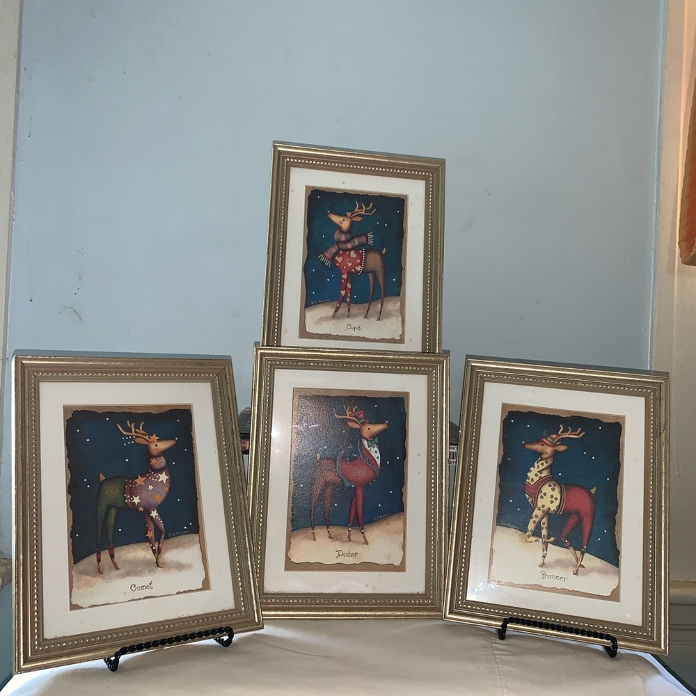 Christmas Art. “Vintage Rebecca Ruegger Christmas Reindeer Art. 9”by7”
